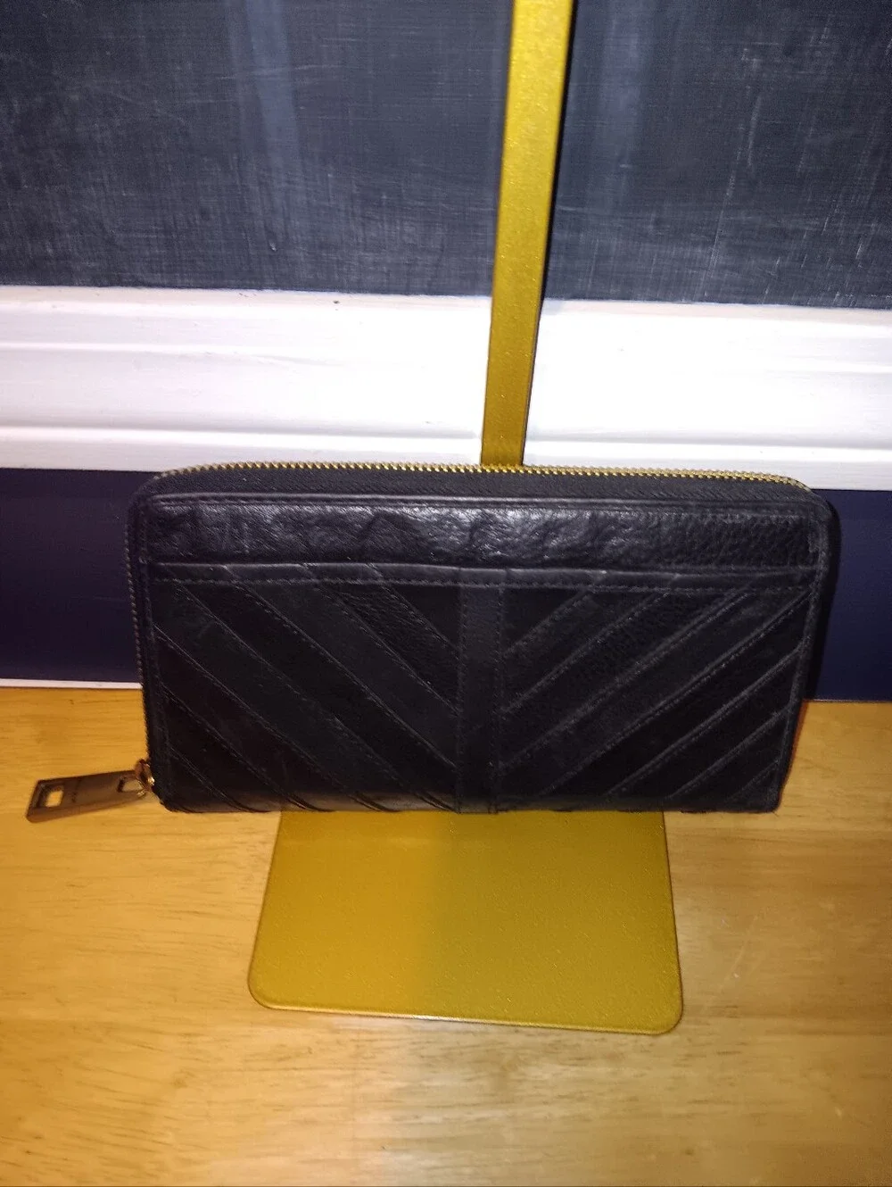 Margot Black Quilted Leather Zip-Around Wallet